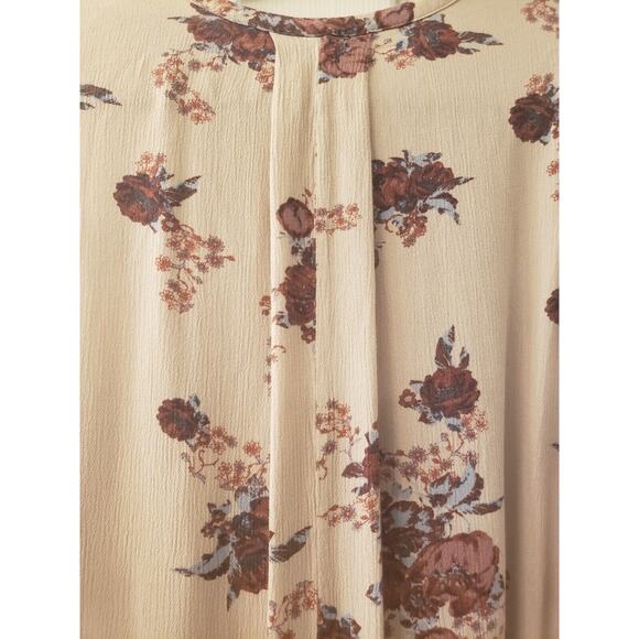 Free People Womens Tree Swing Tunic Dress Beige Multi Floral Button Cutout XS - Picture 9 of 10